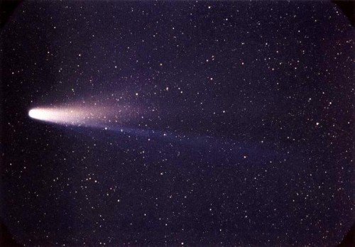 Photographed on 8 March 1986 from Easter Island, as part of the International Halley Watch (IHW) Large Scale Phenomena Network, this view occurred at precisely the time the STS-61E should have been directing their ultraviolet telescopes toward the fabled celestial visitor. Photo Credit: NASA 