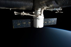 With Hadfield in command of the ISS, SpaceX's second dedicated Dragon (CRS-2) craft was unberthed and departed the space station. Photo Credit: NASA