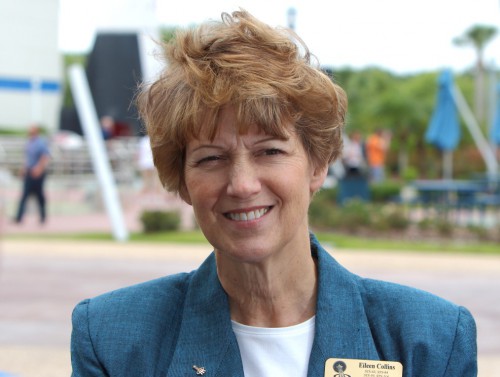 AmericaSpace Photo of shuttle astronaut Eileen Collins at 2013 Astronaut Hall of Fame induction ceremony Kennedy Space Center Visitor Complex . Photo Credit: Alan Walters / awaltersphoto.com