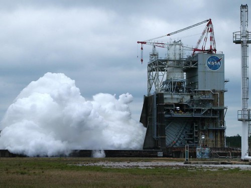 A new record was set on April 4 for J-2X engine test firings when the engine was fired for 570 seconds on the A-2 test stand at Stennis. With the completion of the test series on this stand, the engine will now be moved to the A-1 test stand where it will undergo gimbaling tests to ensure it can pivot safely, much like it will do as the steering propulsion for the second stage of NASA's Space Launch System. Image Credit: NASA/SSC
