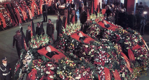 The lavish funerals of the Soyuz 11 crew highlighted the enormous sense of loss felt by the Soviet people. The three men had become national, and international, heroes. Photo Credit: Joachim Becker/SpaceFacts