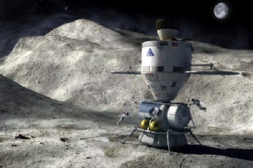 NASA would use the duo of the Orion spacecraft and heavy-lift "Space Launch System" to reach the captured asteroid, now in lunar orbit. Image Credit: NASA
