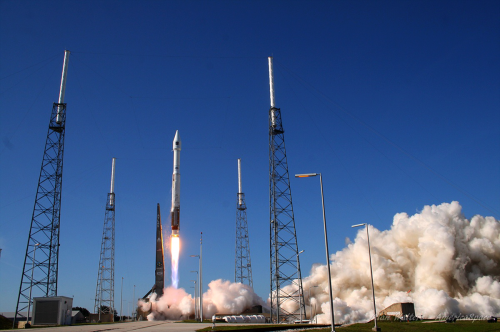 AmericaSpace image of Atlas V rocket fairing with the GPS IIF4 Cape Canaveral Air Force Station Photo Credit Jason Rhian.jpg