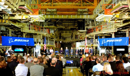 NASA held a large event to proclaim that Boeing had entered into an agreement with Space Florida and NASA to use one of the Orbiter Processign Facilities to process the company's CST-100 spacecraft. Over a year and a half later and the lease agreement still has not been signed - and it is unclear if it ever will. Photo Credit: Julian Leek / Blue Sawtooth Studio