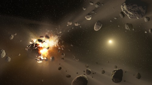 NASA image of asteroids colliding NEO WISE NEOWISE NASA image posted on AmericaSpace