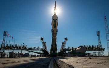 The Soyuz TMA-09M vehicle is erected on its launch pad Sunday 26 May 2013. Photo Credit: NASA