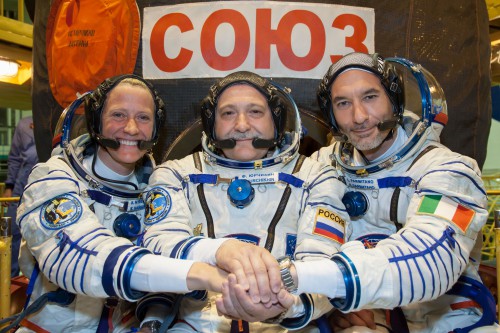 Soyuz TMA-09M crewmembers (from left) Karen Nyberg, Fyodor Yurchikhin and Luca Parmitano will spend almost six months aboard the International Space Station. Photo Credit: NASA 