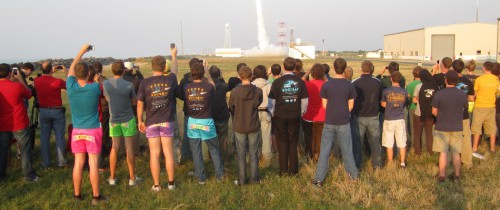 NASA Colorado Space Grant Consortium photo of students enjoying sounding rocket launch NASA CSGC photo posted on AmericaSpace