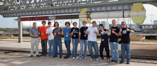 Colorado Space Grant Consortium NASA photo of Rockon students in front of sounding rocket. CSGC photo posted on AmericaSpace