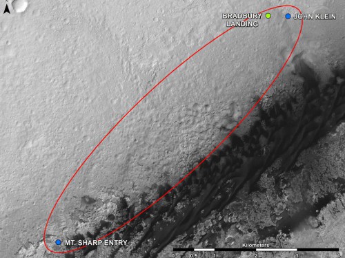 NASA Mars Science Labioratory rover Curiosity Mars Gale Crater Mount Sharp. NASA JPL image posted on AmericaSpace