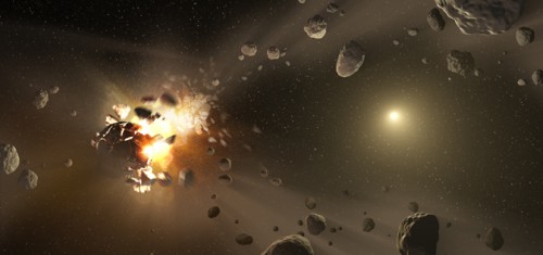 NASA image of colliding asteroids in space image credit NASA posted on AmericaSpace