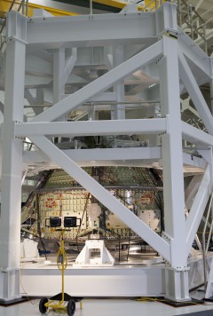 NASA photo of Orion GTA in static loads test fixture Kennedy Space Center photo Kim Shifflett NASA posted on AmericaSpace