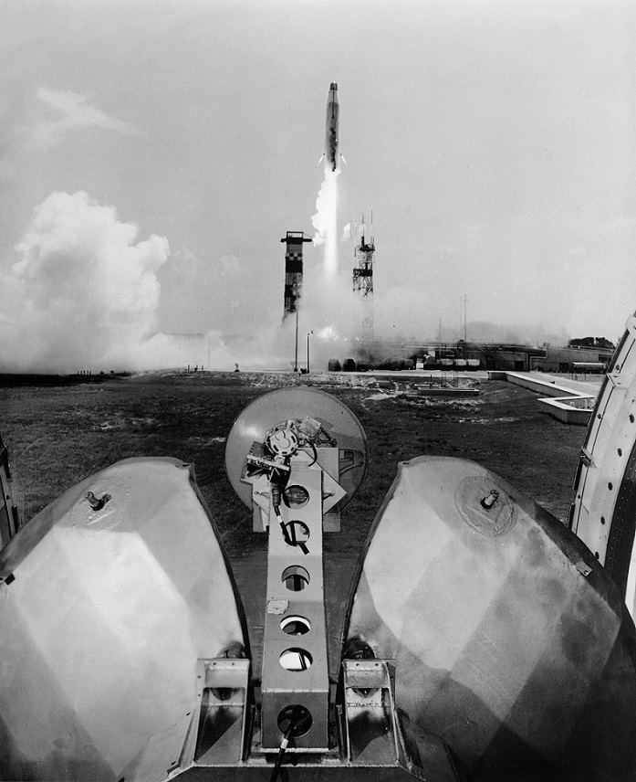 ATLAS-GE DEFENSE SYSTEMS-NEG 9-8161-ATLAS 11C LAUNCH-PAD 12-8.24.59 Photo Credit: USAF posted on AmericaSpace