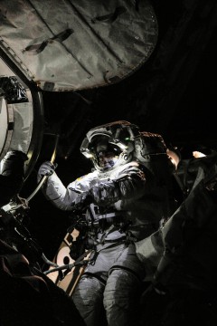 Chris Cassidy works outside the International Space Station on 16 July 2013, shortly before his sixth career EVA was curtailed by water intrusion into crewmate Luca Parmitano's helmet. Photo Credit: NASA