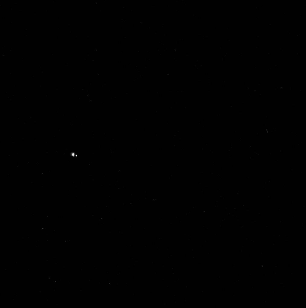 View of Earth and Moon from Mercury, as seen by the MESSENGER spacecraft on July 19, 2013. Photo Credit: NASA / Johns Hopkins University Applied Physics Laboratory / Carnegie Institution of Washington