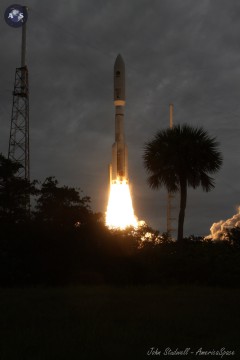 AmericaSpace photo of United Launch Alliance ULA Atlas V 551 rocket US Navy MUOS 2 Cape Canaveral photo credit John Studwell / AmericaSpace