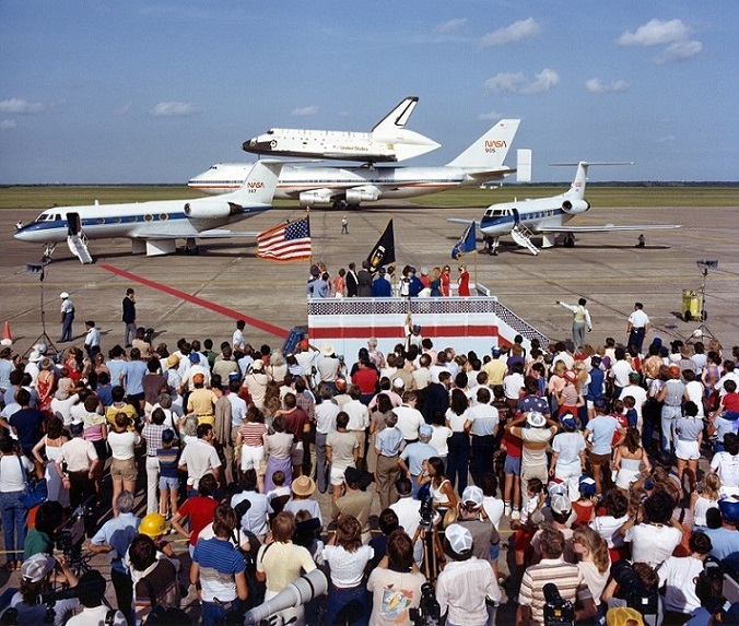 STS4-241B-S82-33282-7.4.82 Challenger STS-4 space shuttle Challenger NASA Ellington Field Retro Space Images NASA image posted on AmericaSpace