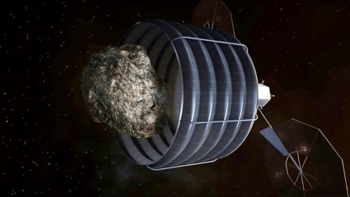 One possible scenario for a future asteroid retrieval mission is pictured here. NASA completed an internal review of asteroid redirect mission concepts this week. Photo Credit: NASA.