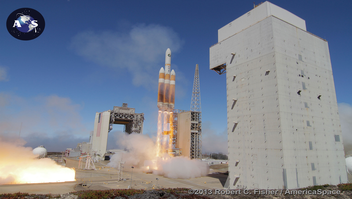 AmericaSpace image ULA United Launch Alliance Delta IV Heavy rocket Vandenberg Air Force Base Space Launch Complex NROL-65 photo credit Robert C. Fisher