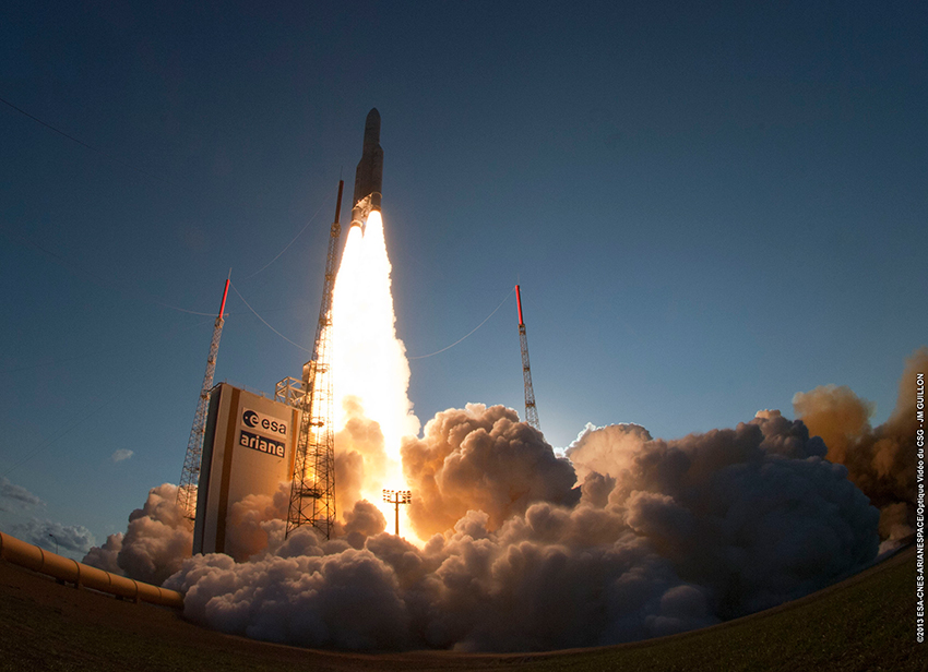 Arianespace Ariane 5 French Guiana ESA Ariane 5 rocket GSAT 1 image credit Arianespace posted on AmericaSpace