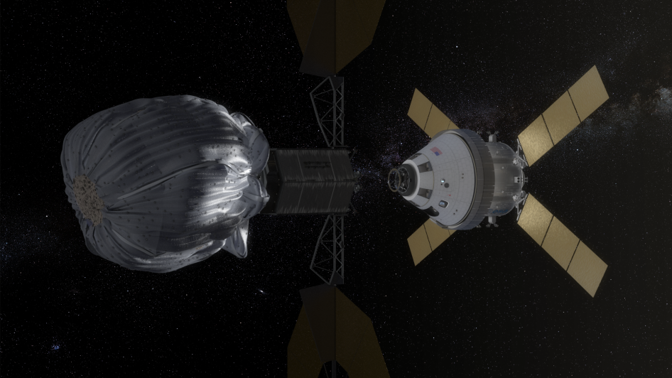 NASA’s Orion spacecraft approaching the robotic asteroid capture vehicle. Image credit: NASA