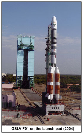 Standing 161 feet tall, the GSLV is a three-stage vehicle and is supplemented by four strap-on liquid-fuelled rocket boosters. Photo Credit: ISRO