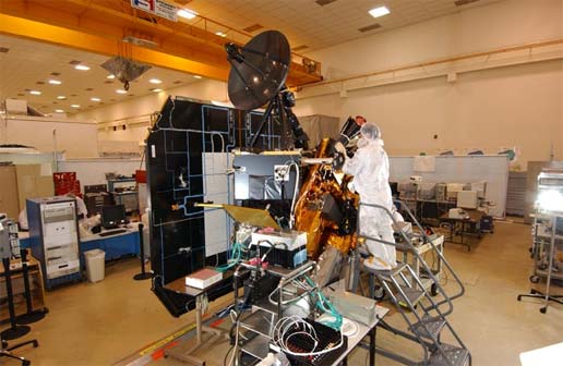NASA's Deep Impact spacecraft being built at Ball Aerospace & Technologies Corporation, Boulder, Colorado. Photo Credit: Ball Aerospace & Technologies Corporation