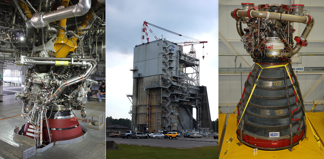 AmericaSpace image of NASA Stennis Space Center A-1 Test Stand, J-2X & RS-25 rocket engines photo credit Jason Rhian