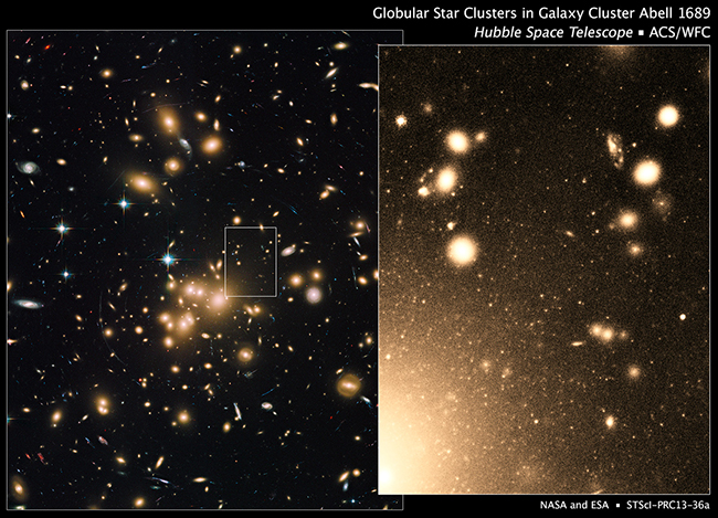 The Hubble Space Telescope has imaged what appears to be more than 160,000 star clusters in a group of galaxies known as Abell 1689. Image Credit: NASA, ESA, J. Blakeslee (NRC Herzberg Astrophysics Program, Dominion Astrophysical Observatory), and K. Alamo-Martinez (National Autonomous University of Mexico).