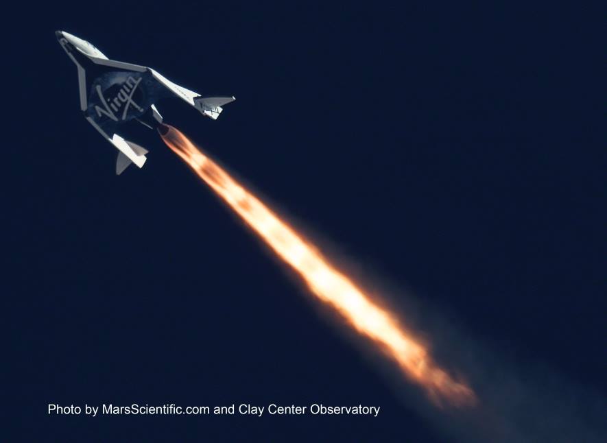 On Sept. 5, 2013 Virgin Galactic's SpaceShipTwo was released from its carrier aircraft and proceeded to conduct its second supersonic flight. Photo Credit: Mars Scientific / Clay Center Observatory