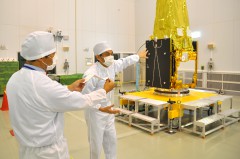 The SPRINT-A satellite undergoes final checkout, ahead of its scheduled launch aboard the first Epsilon rocket. Photo Credit: JAXA/ISAS