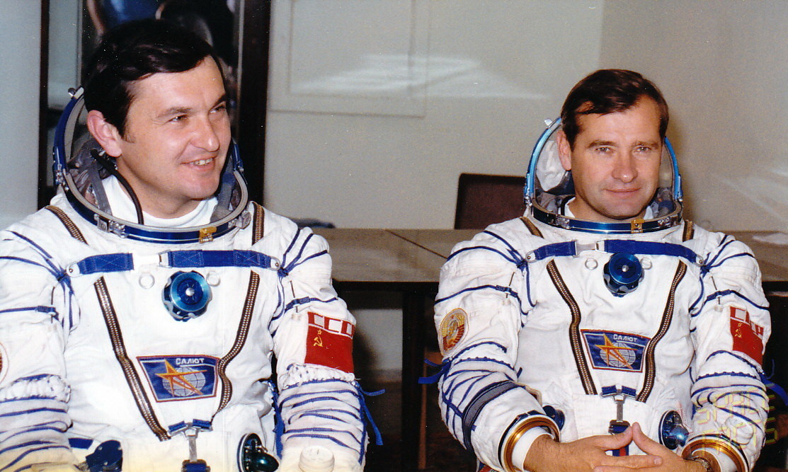 The Soyuz T-10A crew - Commander Vladimir Titov (left) and Flight Engineer Gennadi Strekalov - were destined to spend about three months aboard Salyut 7. They had also endured an unsuccessful attempt to dock with the space station in April 1983. Photo Credit: Joachim Becker / SpaceFacts.de