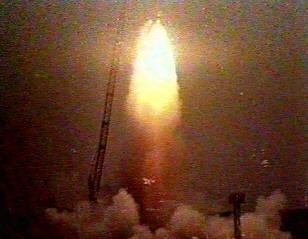 The escape tower propels Soyuz T-10A to dizzying altitudes and mind-numbing acceleration in the milliseconds after the abort. Cosmonauts Titov and Strekalov reportedly deactivated their cabin voice recorders, because "We were swearing!" Photo Credit: Joachim Becker / SpaceFacts.de