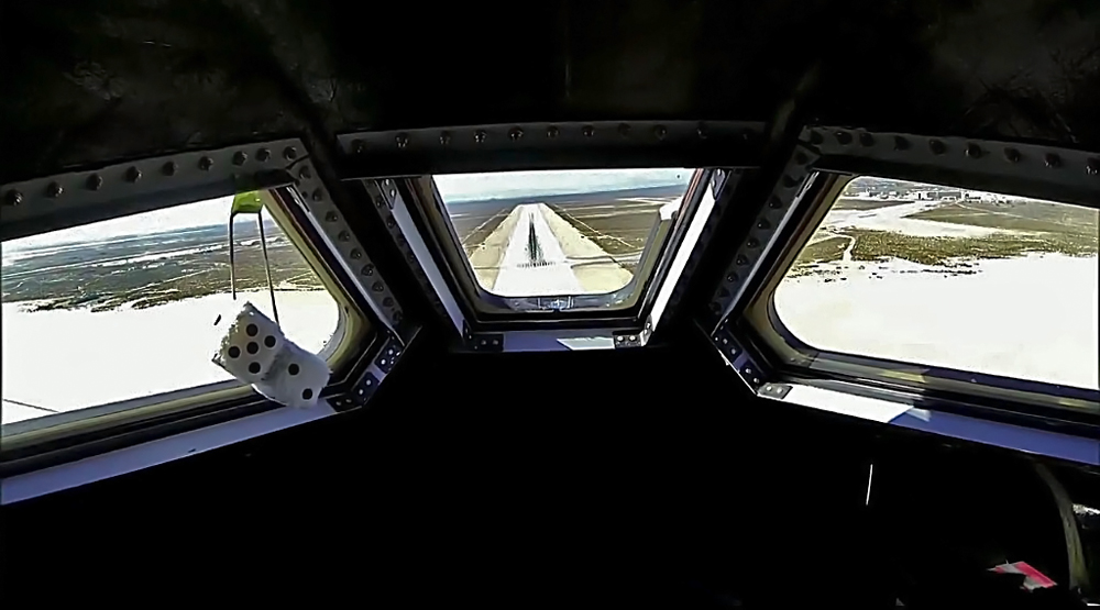 The crew compartment view of Dream Chaser's final approach to Edwards AFB runway 22L. Photo Credit: SNC