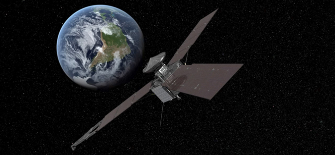 An artist's concept of JUNO's approach to Earth for an October 9 gravity-assist maneuver.  Image Credit: NASA/JPL-Caltech