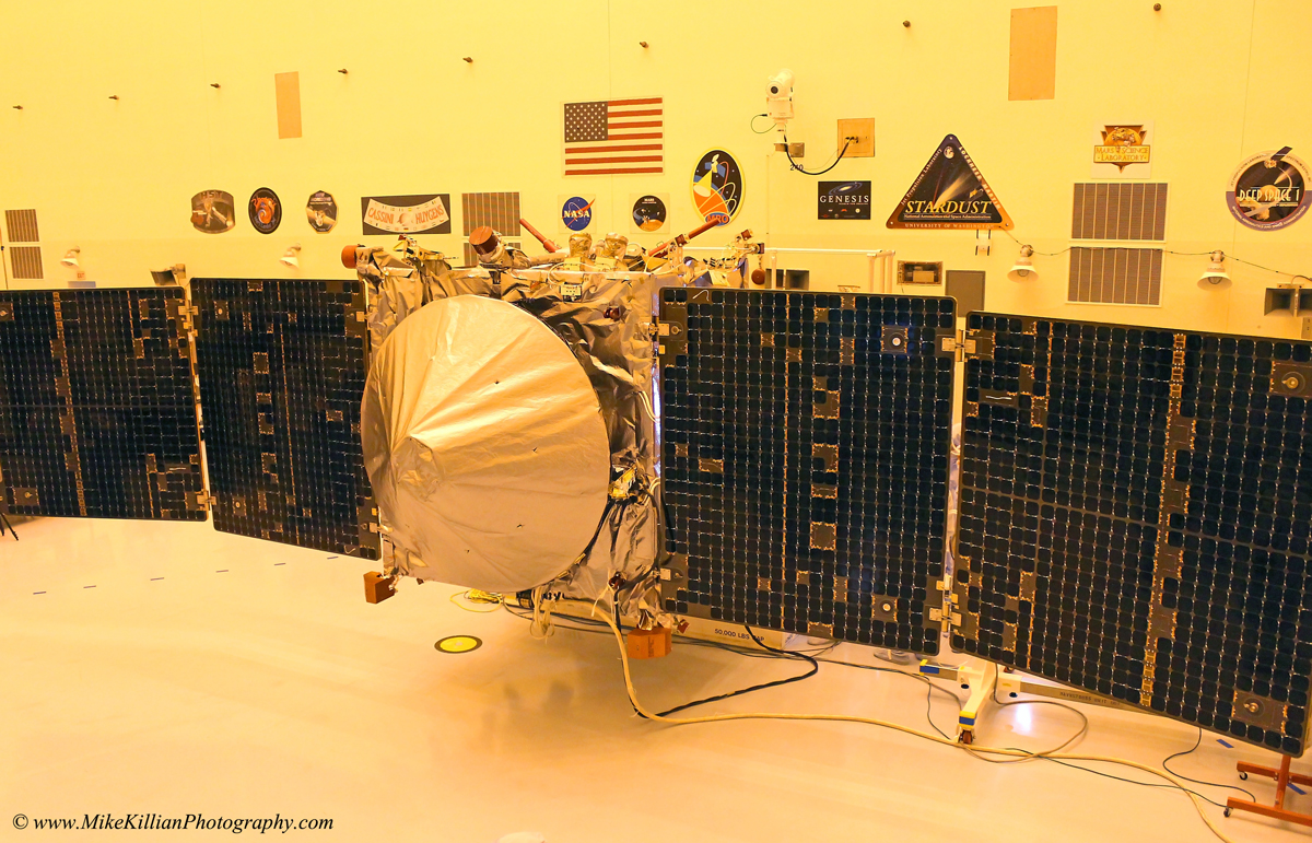 MAVEN in the Payload Hazardous Servicing Facility at NASA's Kennedy Space Center in Florida.  Photo Credit: Mike Killian