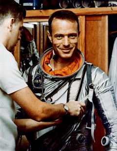 NASA Astronaut Scott Carpenter during a suiting exercise in 1962.  Photo Credit: NASA