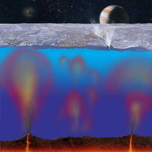 Artist's concept of Europa's interior. Image credit: NASA/JPL-Caltech/Univ. of Ariz./JHUAPL/Univ. of Colorado.