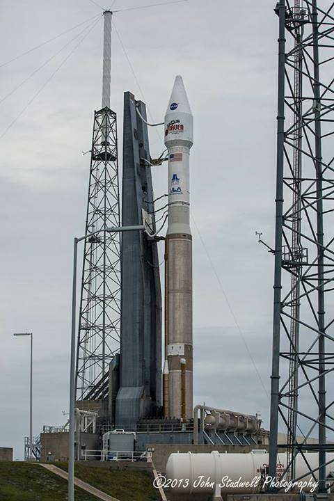 MAVEN and its Atlas-V rocket stand atop launch complex 41 at Cape Canaveral Saturday afternoon.  Photo Credit: AmericaSpace / John Studwell