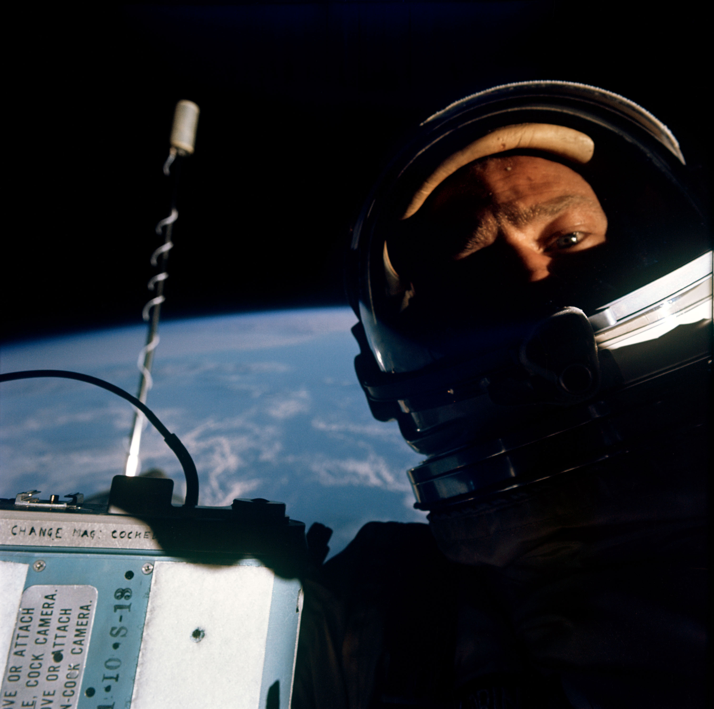 On Gemini XII, Buzz Aldrin became the first human being to embark on three discrete sessions of extravehicular activity. Photo Credit: NASA