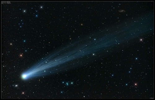 Comet C/2012 S1, ISON, as photographed by astronomer Damian Peach on Nov. 15.  Photo Credit: Damian Peach / Sky and Telescope
