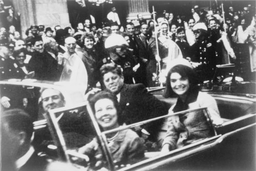 President John F. Kennedy, First Lady Jackie Kennedy and Texas Governor and Mrs Connally in the open-topped limousine, seconds before the assassination. Photo Credit: United States Library of Congress