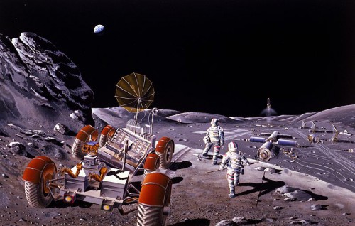 Artist's concept of a lunar settlement. Image Concept: NASA/Dennis M. Davidson