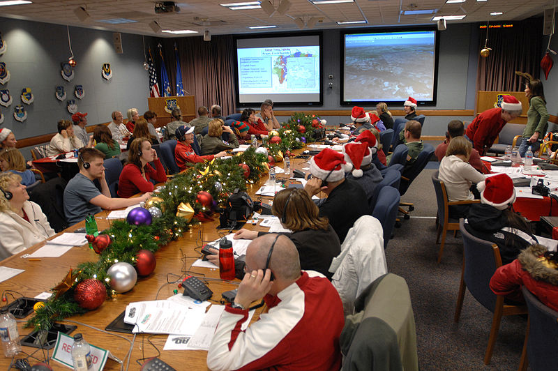 The NORAD Tracks Santa Operations Center at Peterson Air Force Base, Colo. Photo Credit: Sgt. 1st Class Gail Braymen