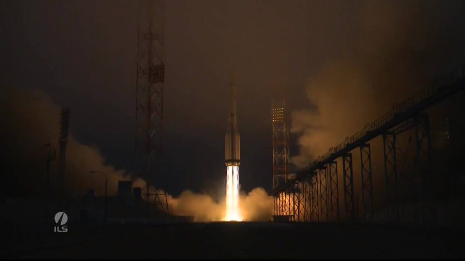 Russia's Proton-M booster lifts off into thick cloud on 8 December, carrying the Inmarsat 5-F1 satellite for the U.K.-headquartered International Maritime Satellite Organisation. Photo Credit: ILS/Spacevids.tv