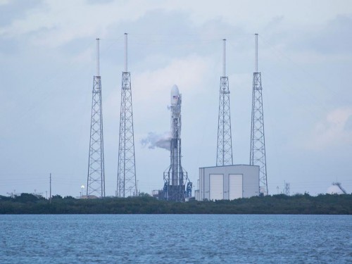 The Falcon 9 v1.1 stands ready on SLC-40 at Cape Canaveral Air Force Station, ahead of its successful launch on Tuesday, 3 December. Photo Credit: SpaceX