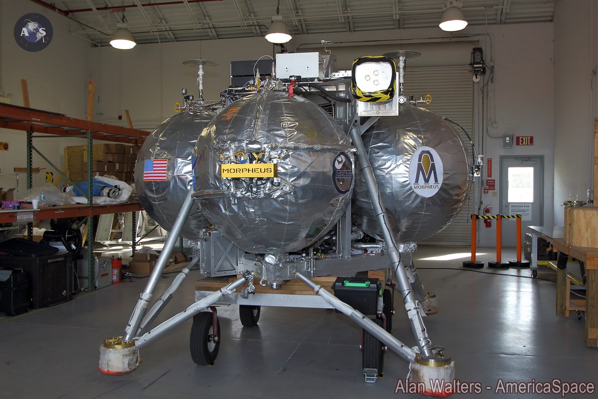 NASA's prototype Morpheus lander at the agency's Kennedy Space Center.  Photo Credit: AmericaSpace / Alan Walters