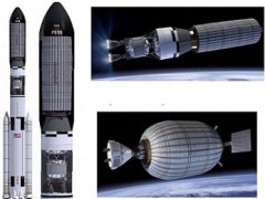 The large Bigelow BA 2100 module, could fit inside the 8.4m payload fairing of the proposed LUS upper stage. Image Credit: NASASpaceFlight.com