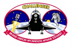 Emblazoned with the name of the most-flown shuttle in the early 1980s (Challenger) and the names of the five crewmen of Mission 41B, the official patch also bore the Manned Maneuvering Unit (MMU) at right. On this flight, Bruce McCandless and Bob Stewart tested the jet-propelled backpack, ahead of its high-profile role in the Solar Max repair. Image Credit: NASA