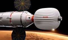 Conceptual art of Inspiration Mars' fly by around the Red planet. Image Credit: Inspiration Mars Foundation